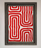 Red Waves Abstract Framed Poster