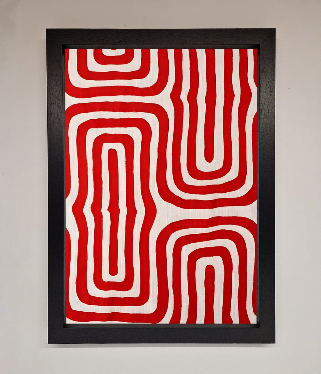 Red Waves Abstract Framed Poster