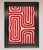 Red Waves Abstract Framed Poster