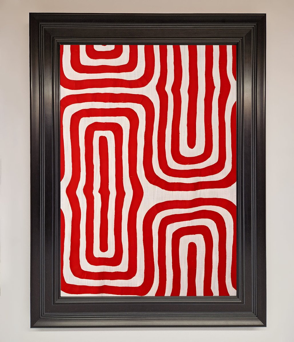 Red Waves Abstract Framed Poster