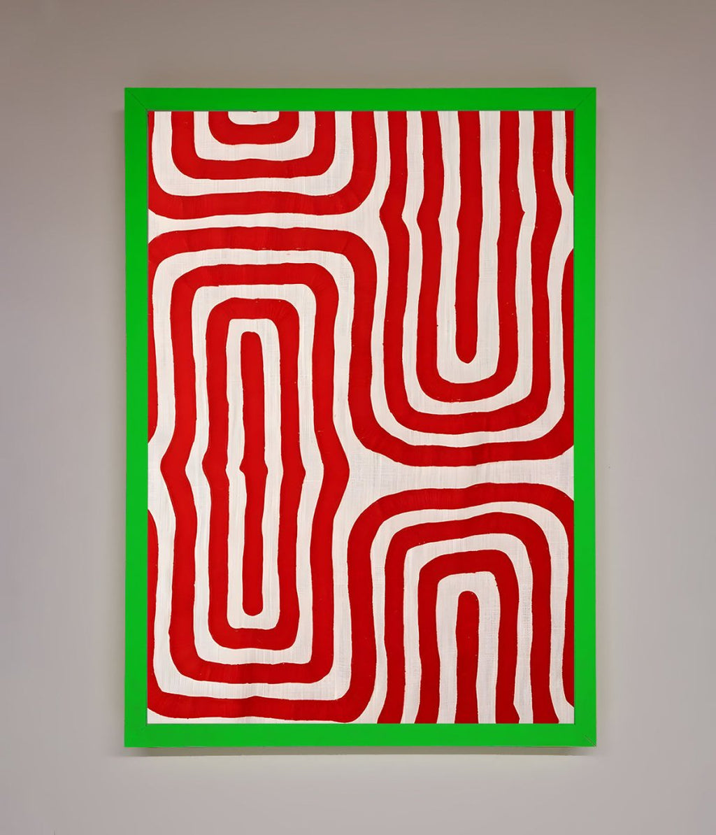 Red Waves Abstract Framed Poster