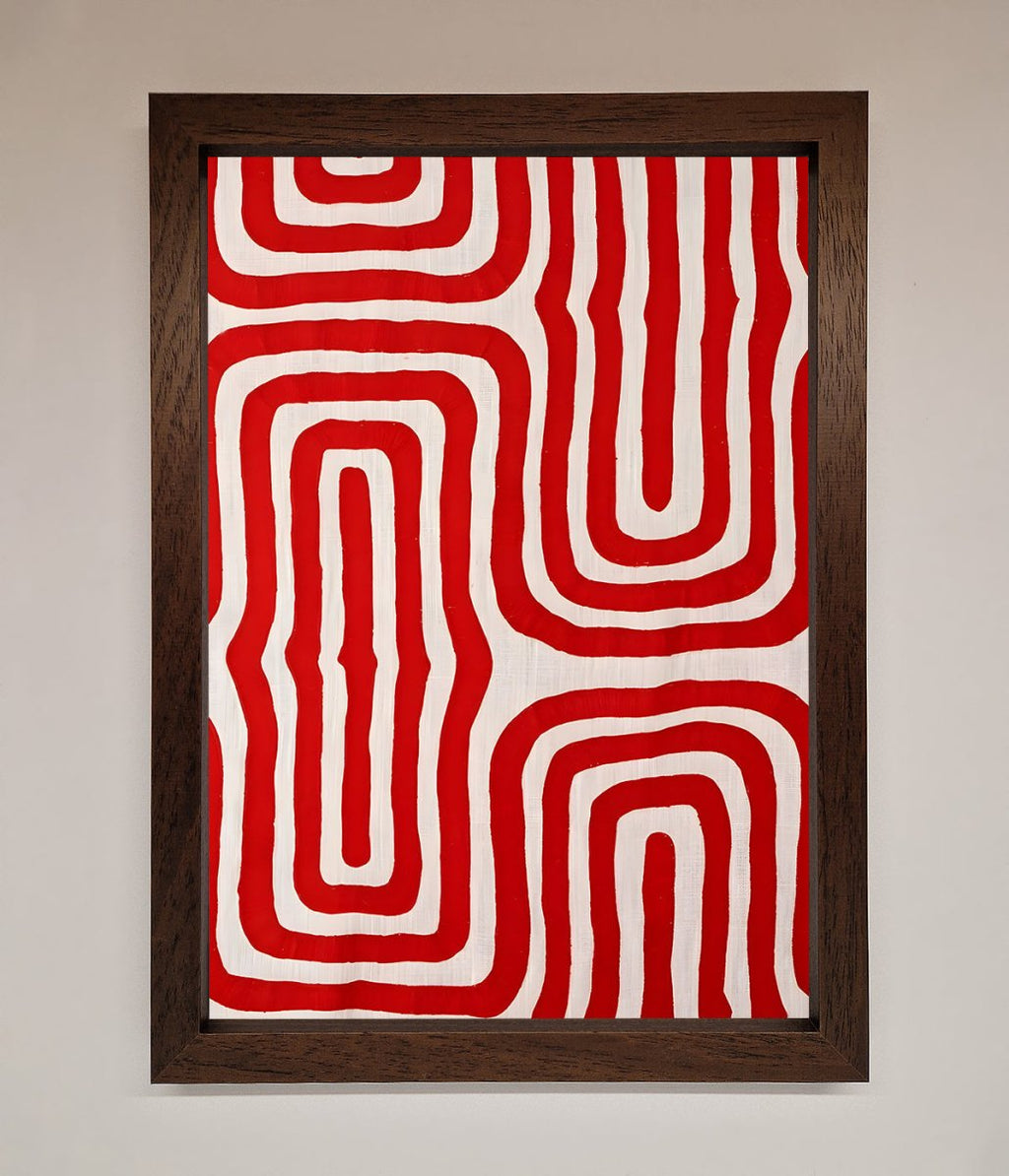 Red Waves Abstract Framed Poster