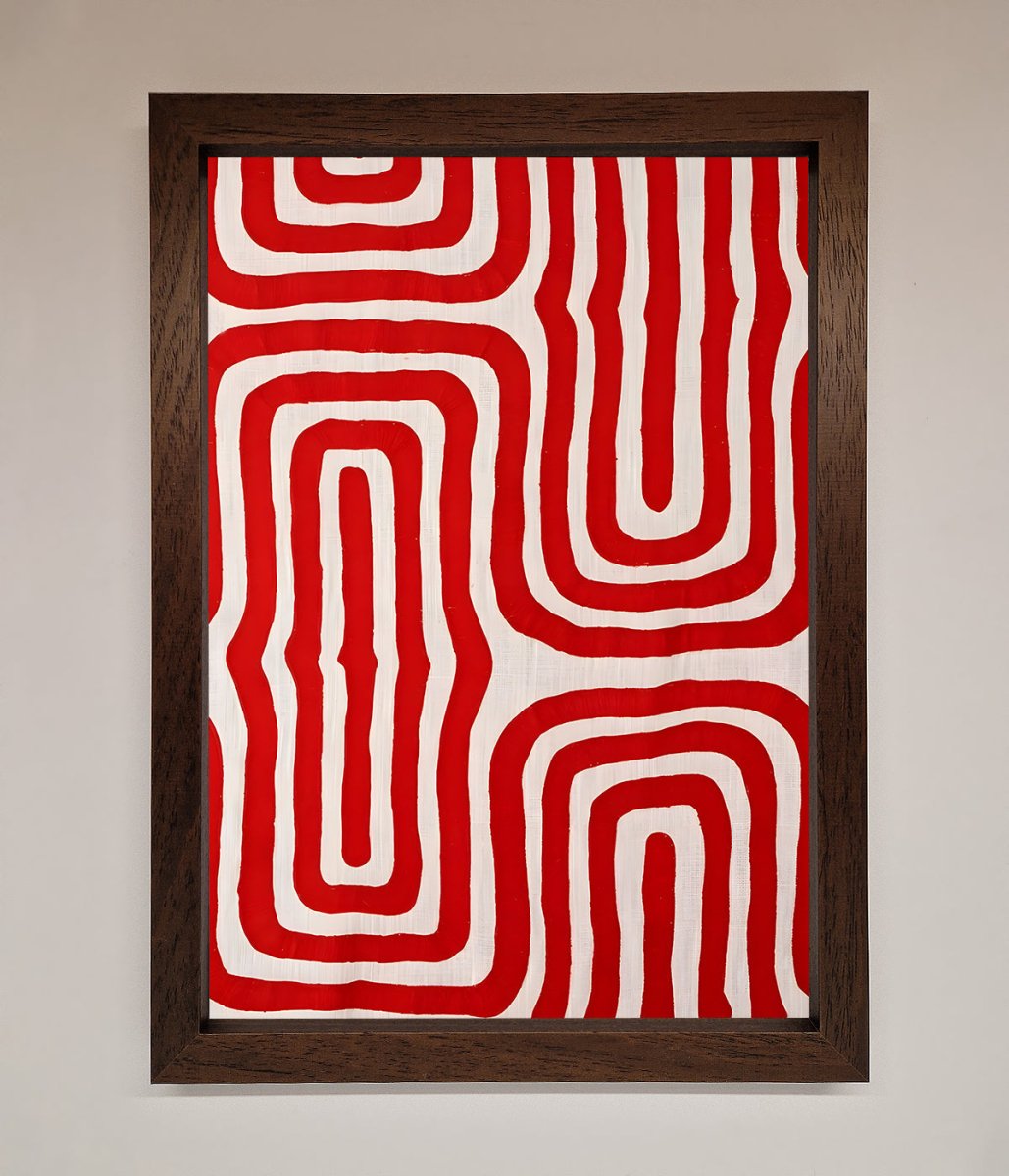 Red Waves Abstract Framed Poster