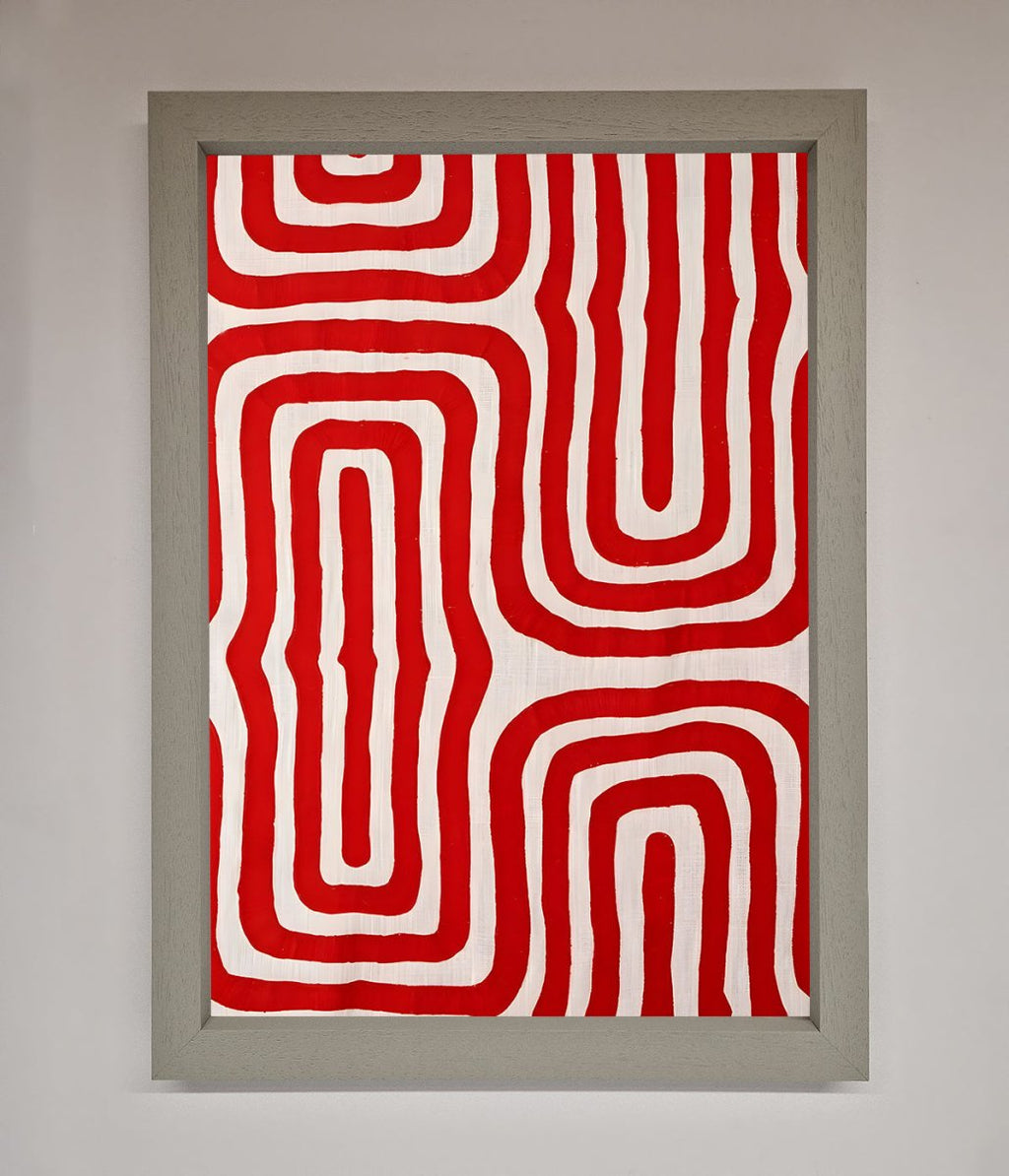 Red Waves Abstract Framed Poster