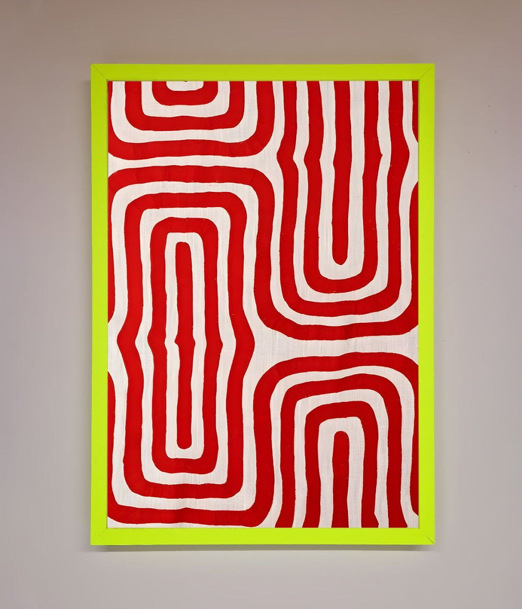 Red Waves Abstract Framed Poster