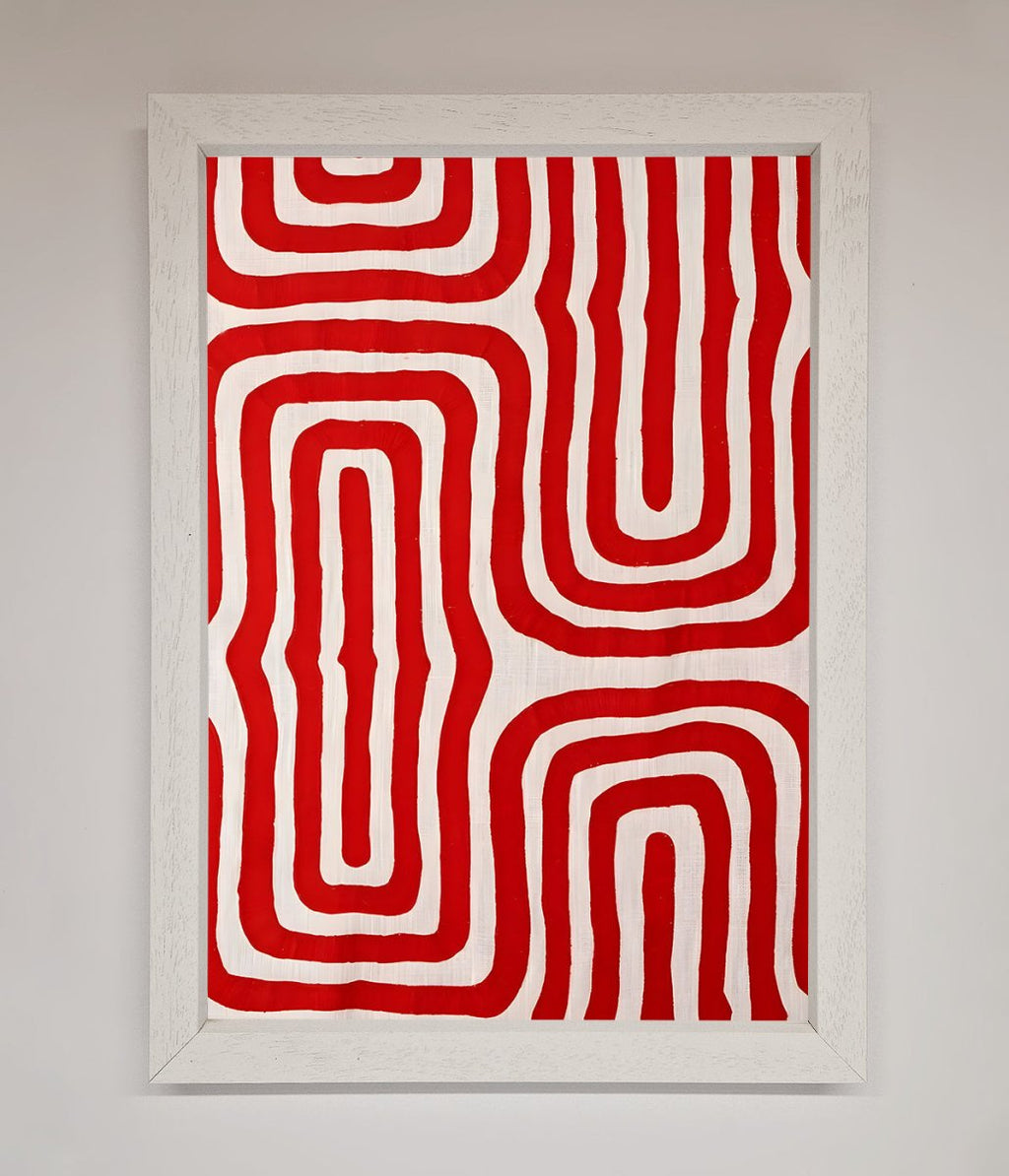 Red Waves Abstract Framed Poster