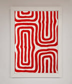 Red Waves Abstract Framed Poster