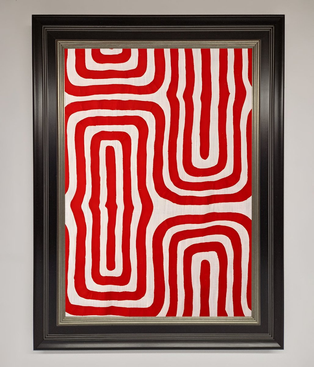 Red Waves Abstract Framed Poster