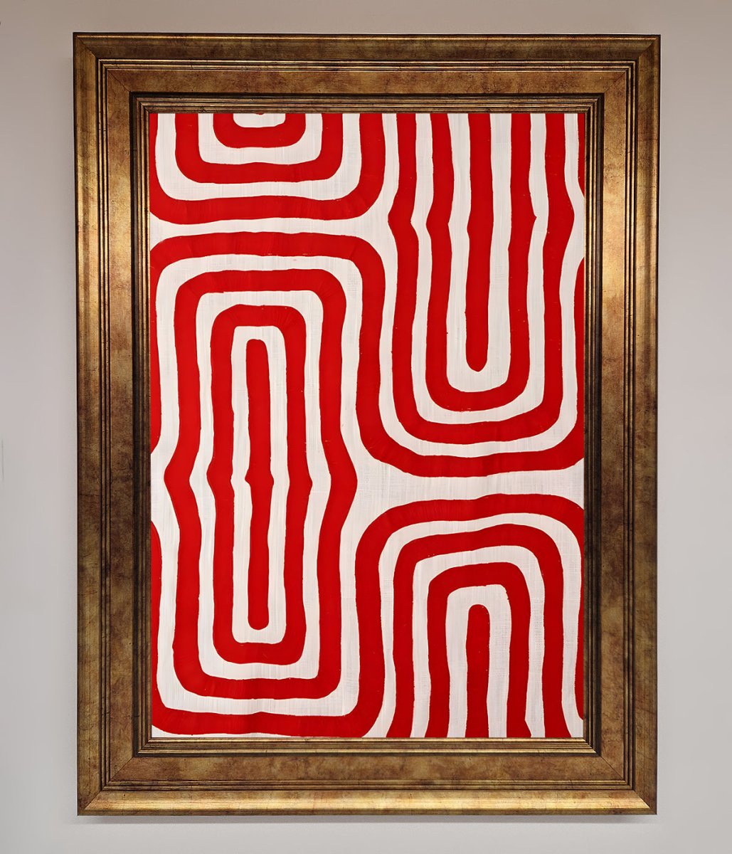 Red Waves Abstract Framed Poster