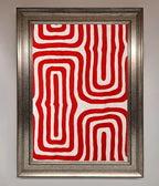 Red Waves Abstract Framed Poster