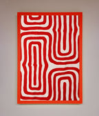 Red Waves Abstract Framed Poster