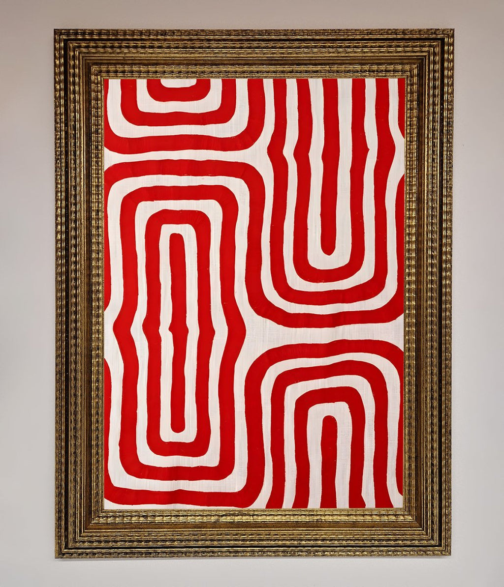 Red Waves Abstract Framed Poster