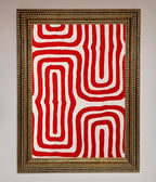 Red Waves Abstract Framed Poster