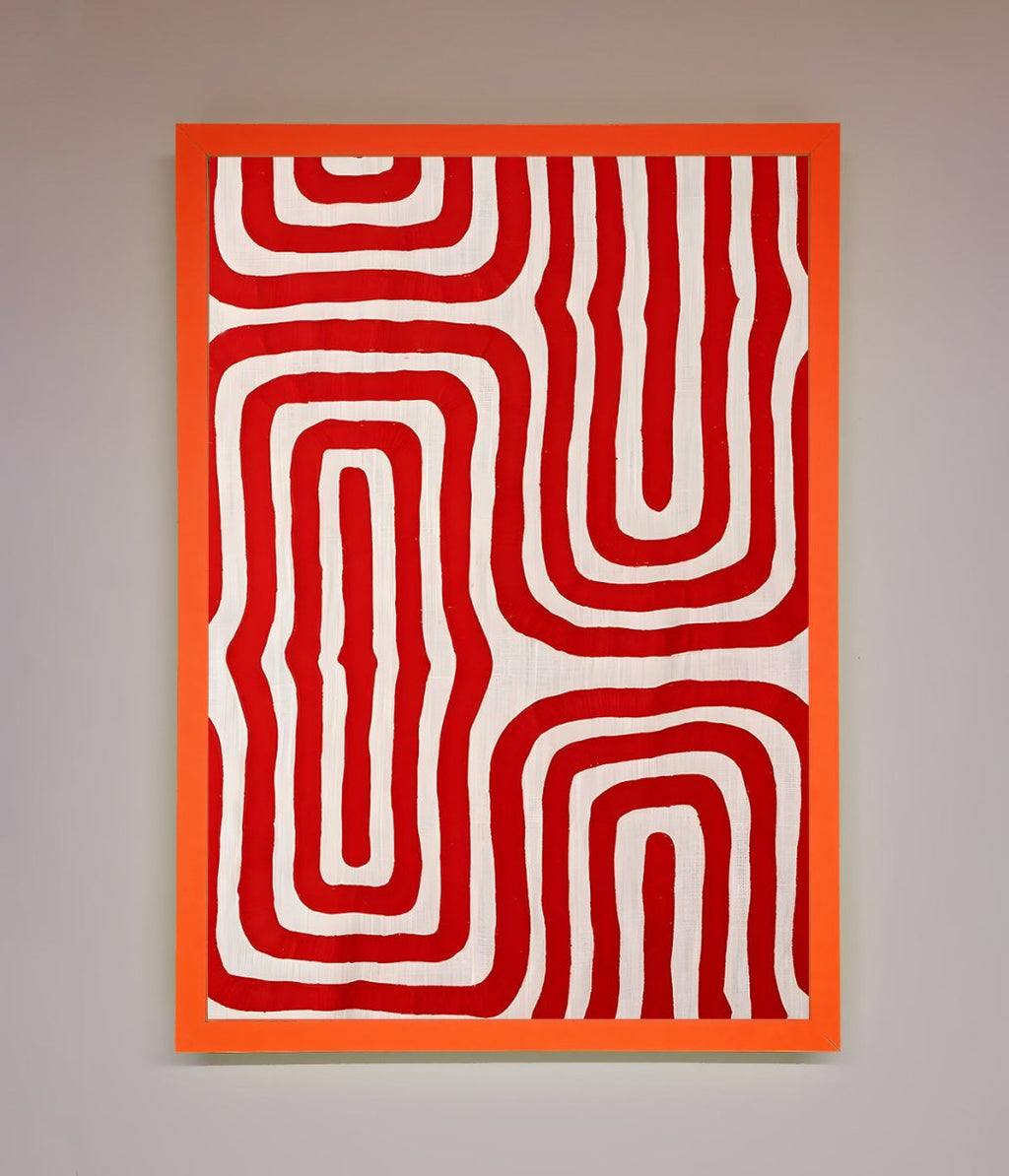 Red Waves Abstract Framed Poster