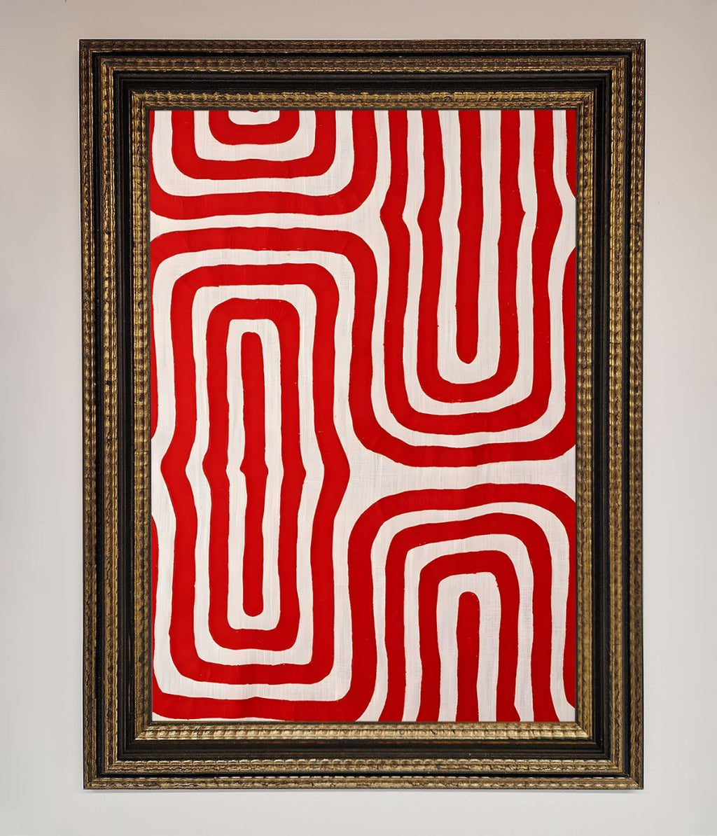 Red Waves Abstract Framed Poster