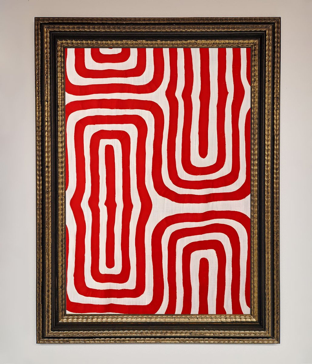 Red Waves Abstract Framed Poster