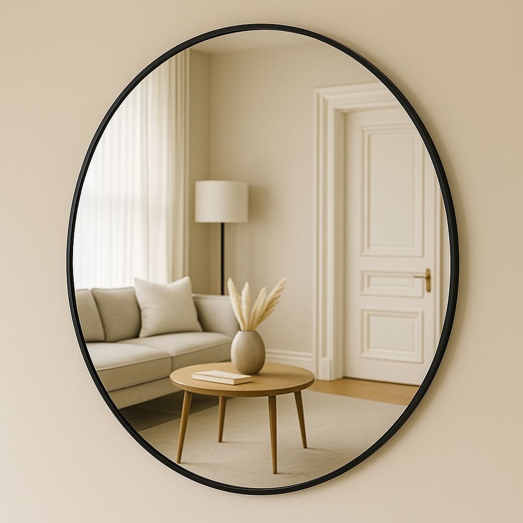 Rei - Extra Large Round Black Metal Circle Mirror - 150cm x 150cm-1