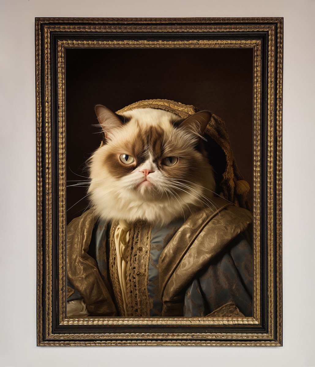 Renaissance Grumpy Cat Framed Print