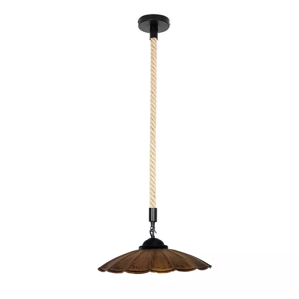 Vintage Industrial Hemp Rope Metal Shade Pendant Lights ~ 5444-7