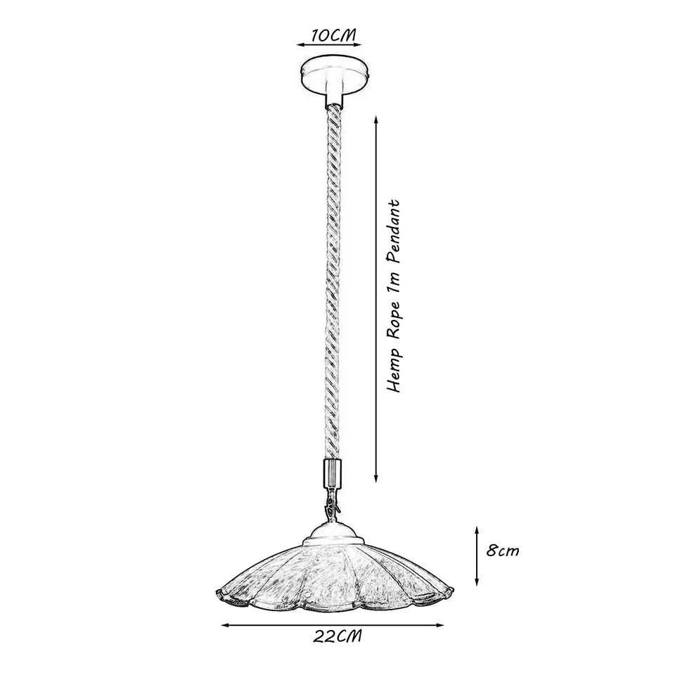 Vintage Industrial Hemp Rope Metal Shade Pendant Lights ~ 5444-4