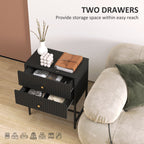 Elegant Two-Drawer Bedside Table - Black-4