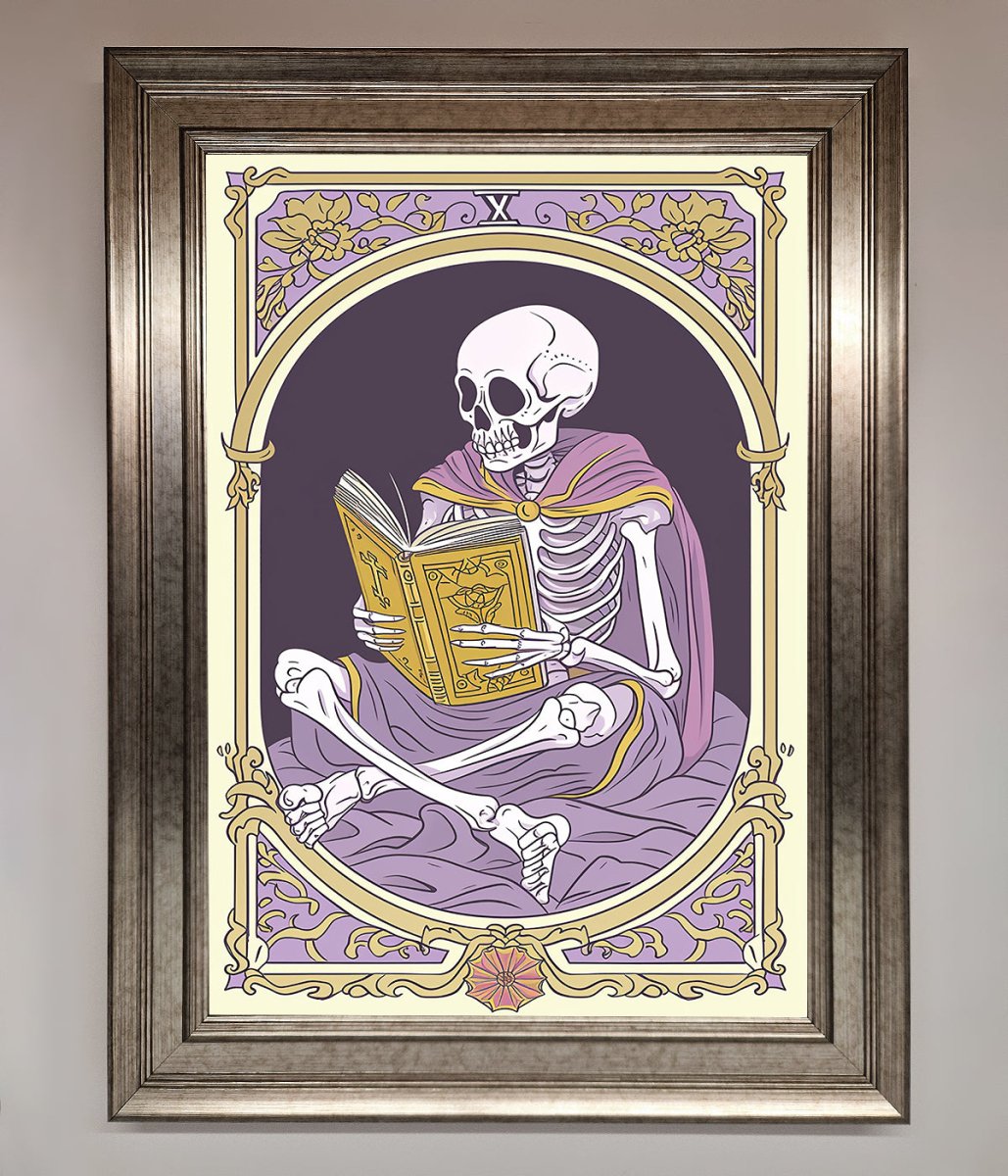 Tarot Skeleton Reader Framed Print