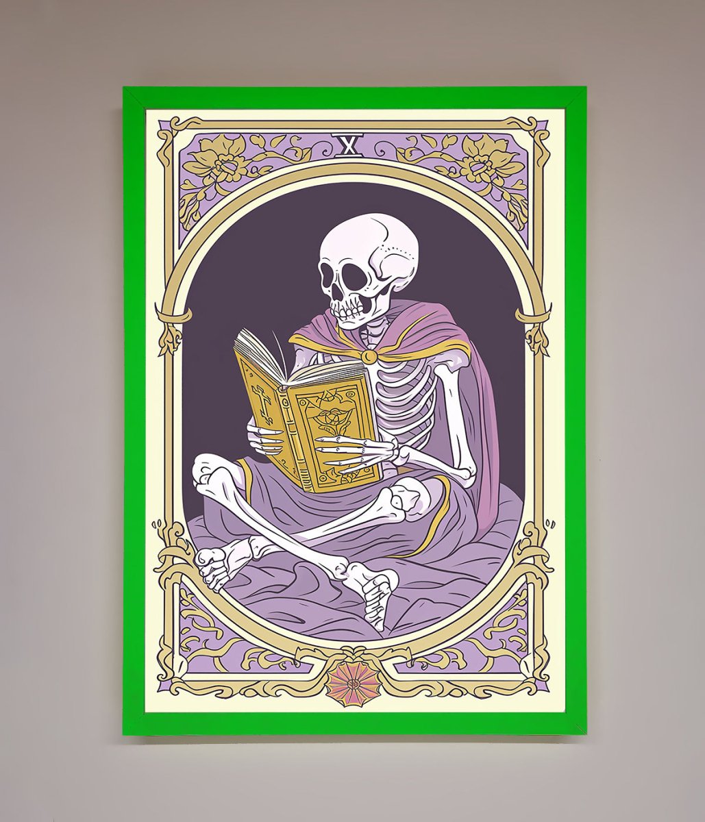 Tarot Skeleton Reader Framed Print