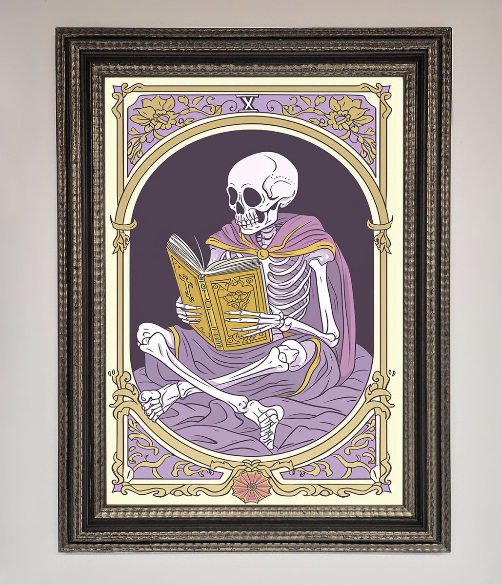Tarot Skeleton Reader Framed Print