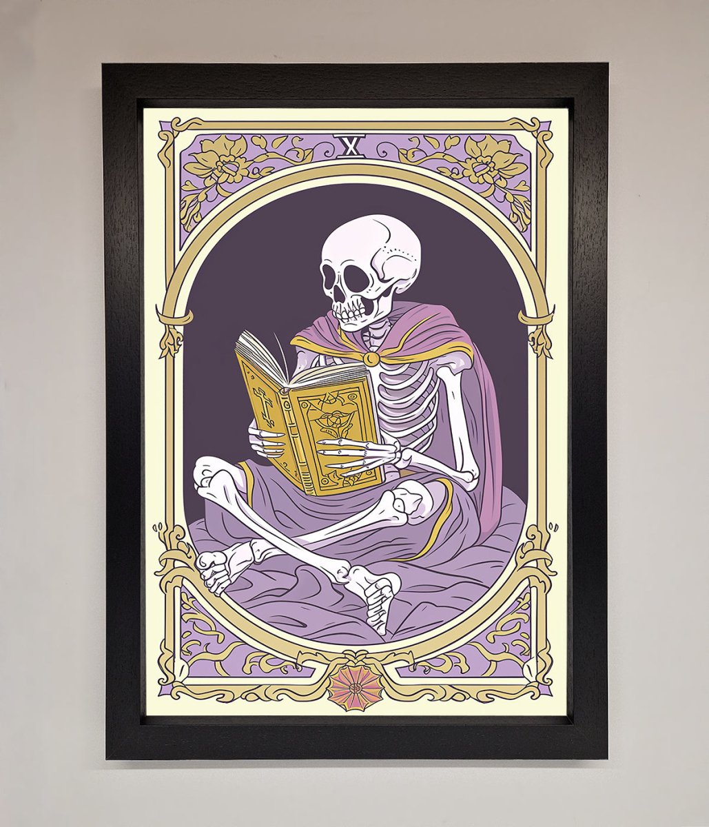 Tarot Skeleton Reader Framed Print