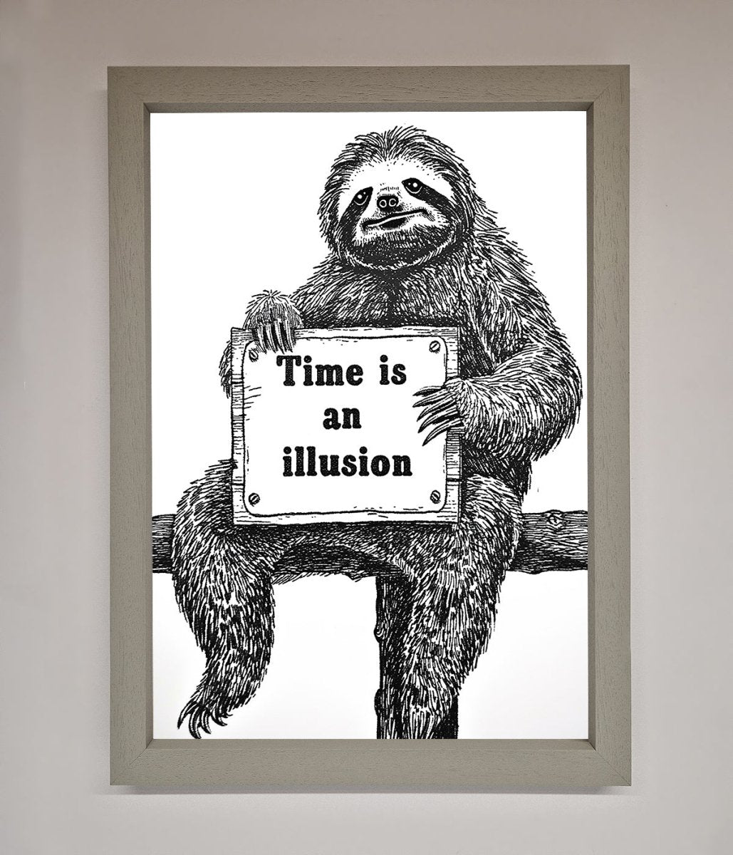 Time Is An Illusion Sloth Framed Poster