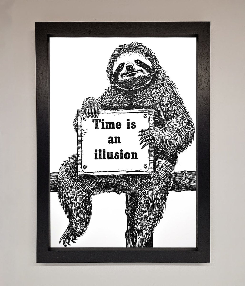 Time Is An Illusion Sloth Framed Poster
