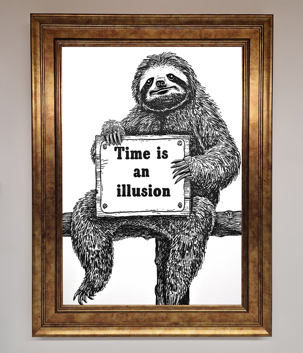 Time Is An Illusion Sloth Framed Poster