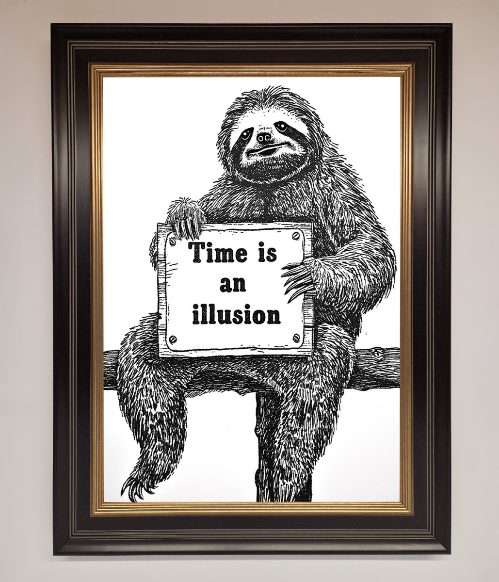 Time Is An Illusion Sloth Framed Poster