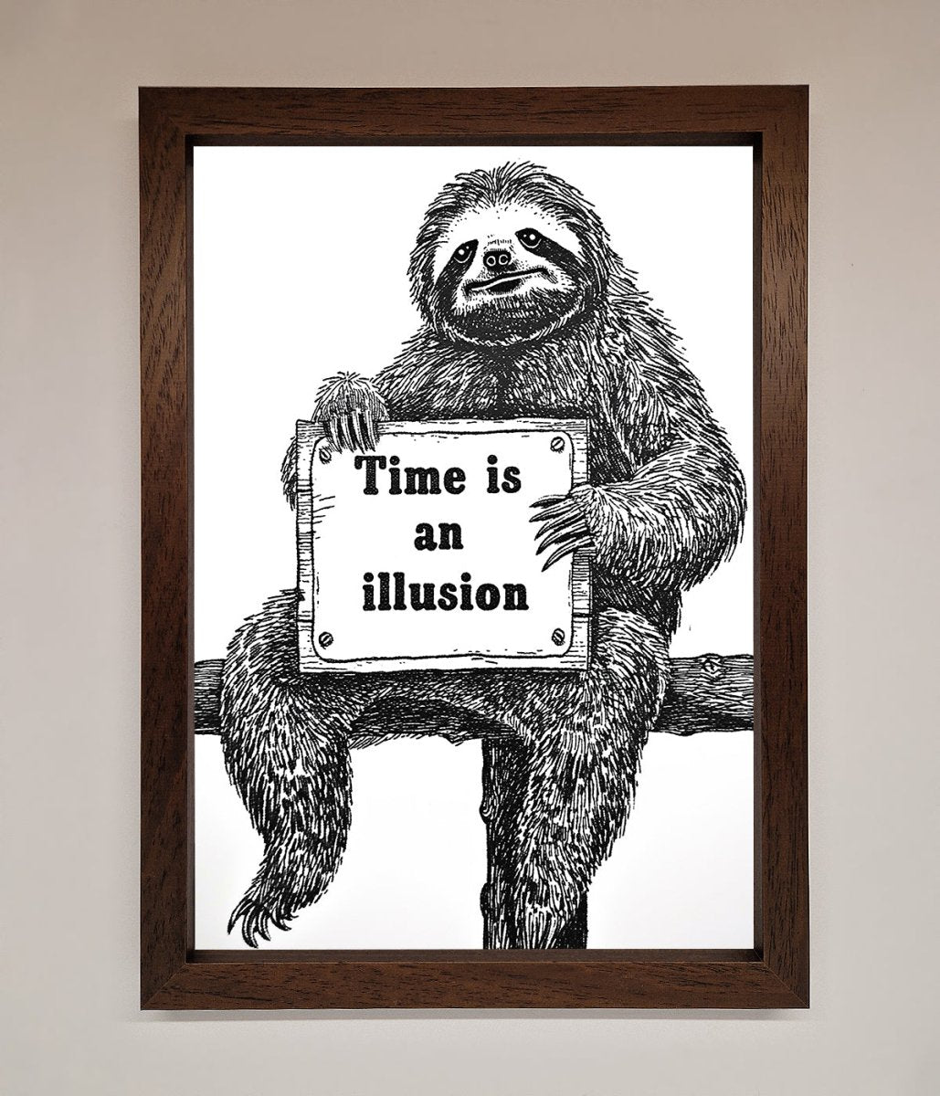 Time Is An Illusion Sloth Framed Poster