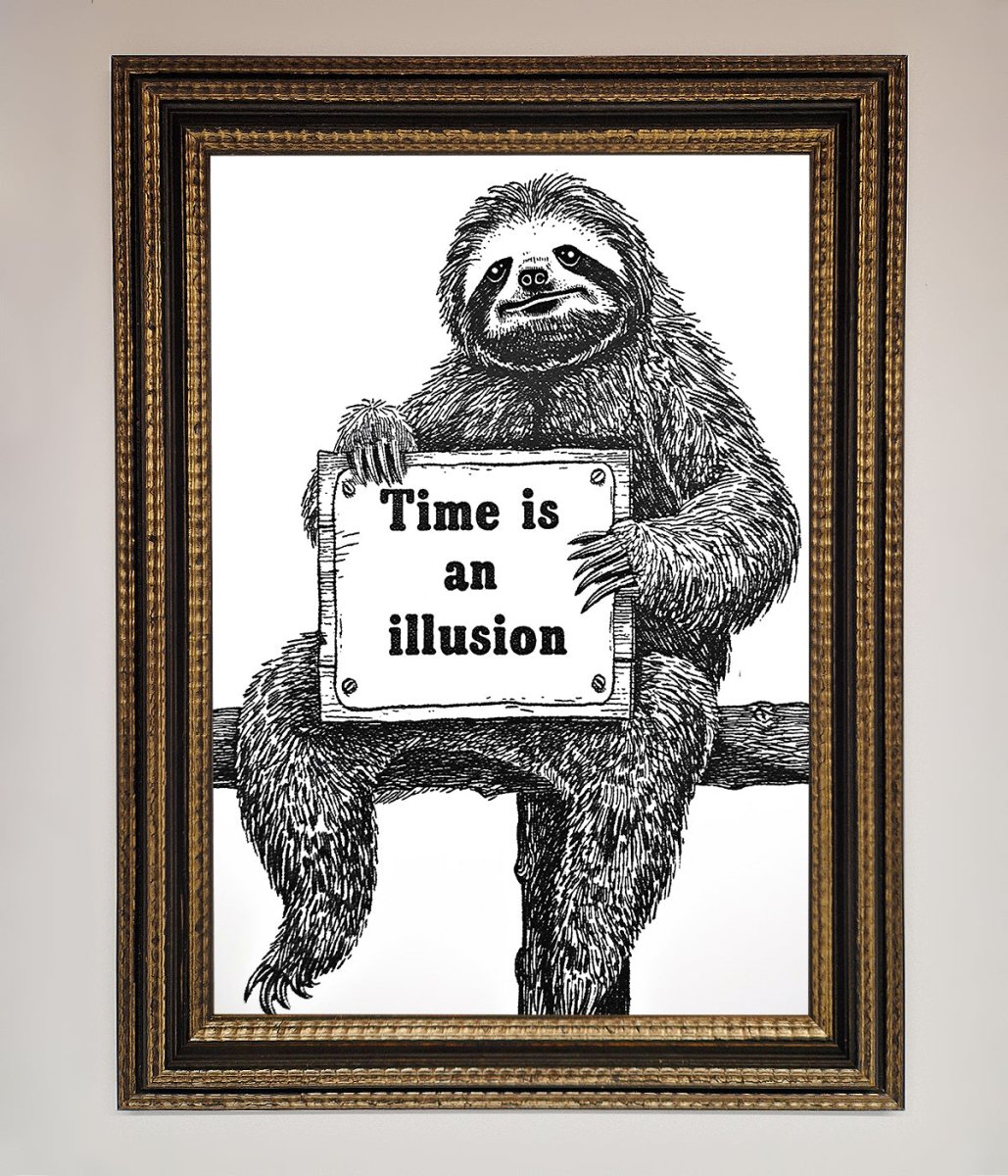 Time Is An Illusion Sloth Framed Poster