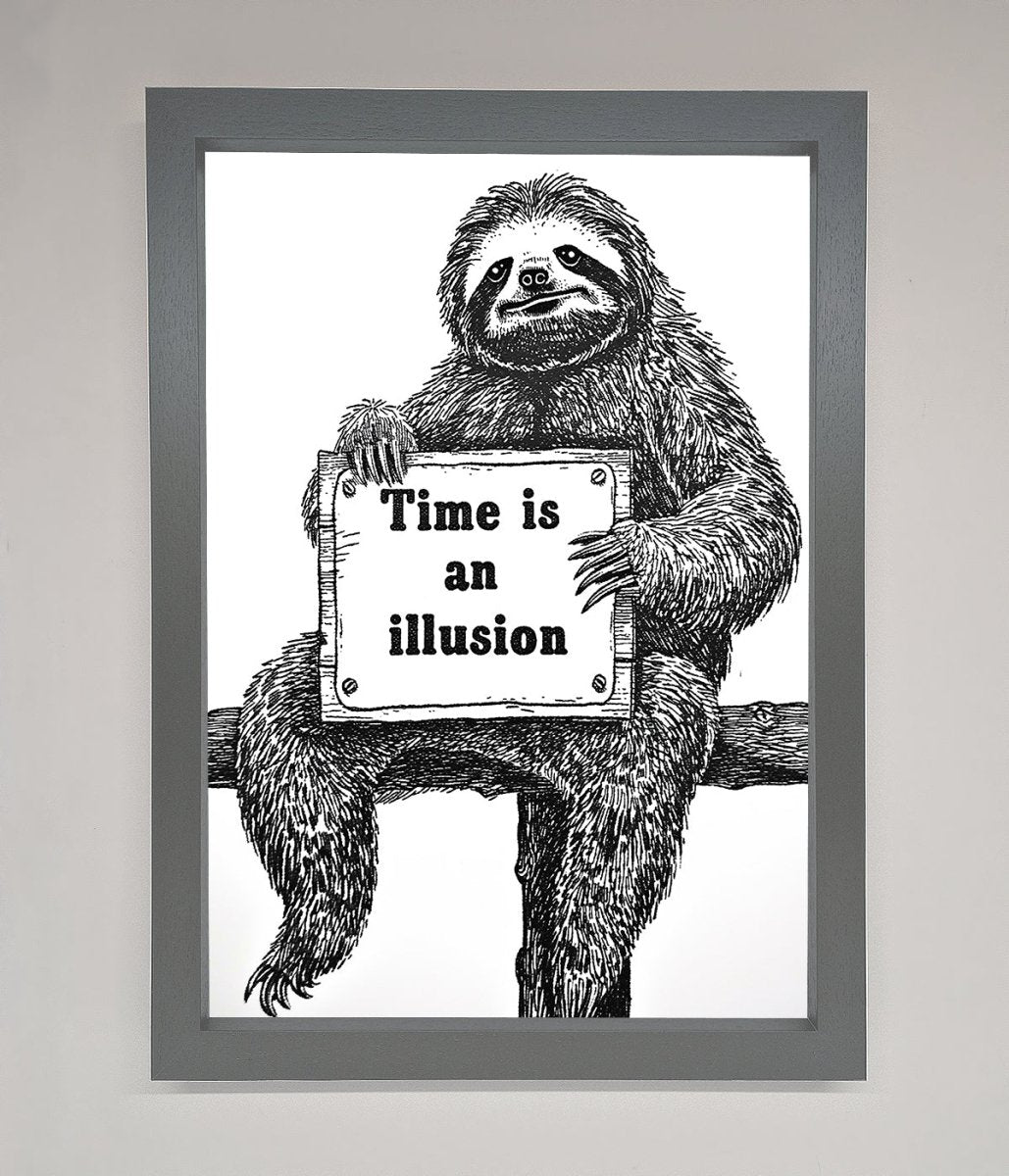 Time Is An Illusion Sloth Framed Poster