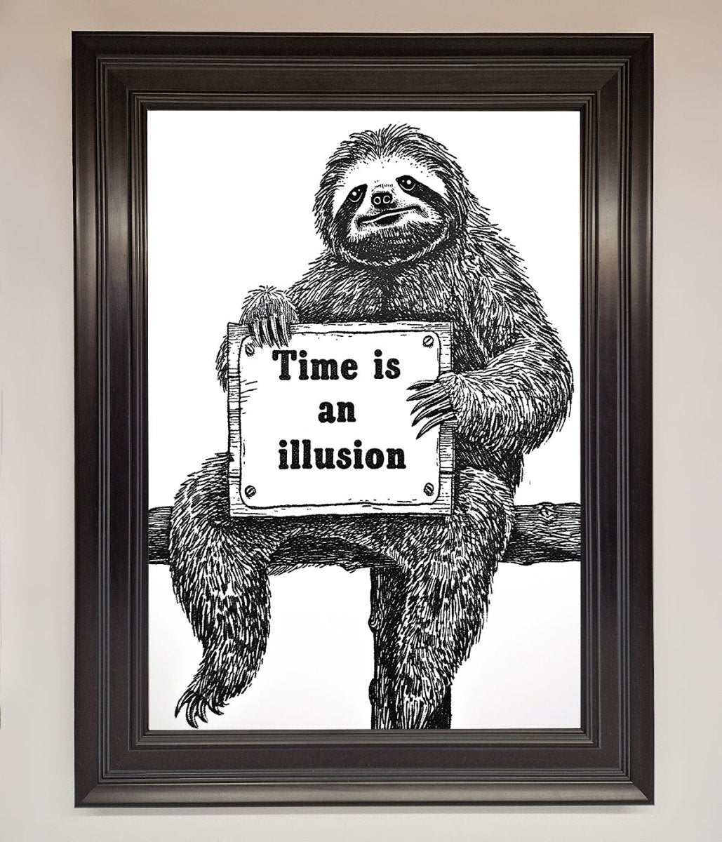 Time Is An Illusion Sloth Framed Poster