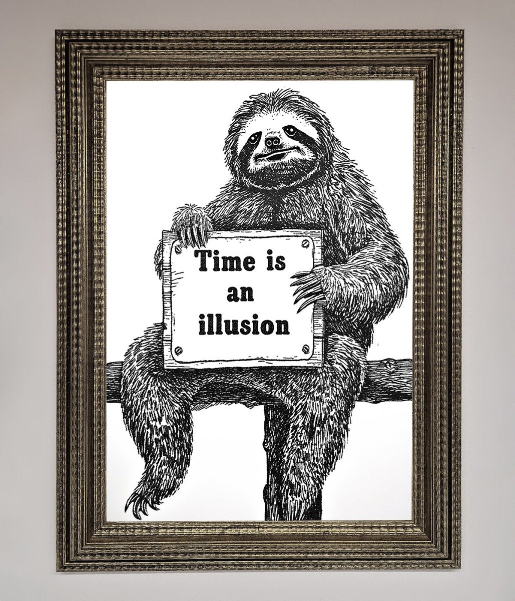 Time Is An Illusion Sloth Framed Poster