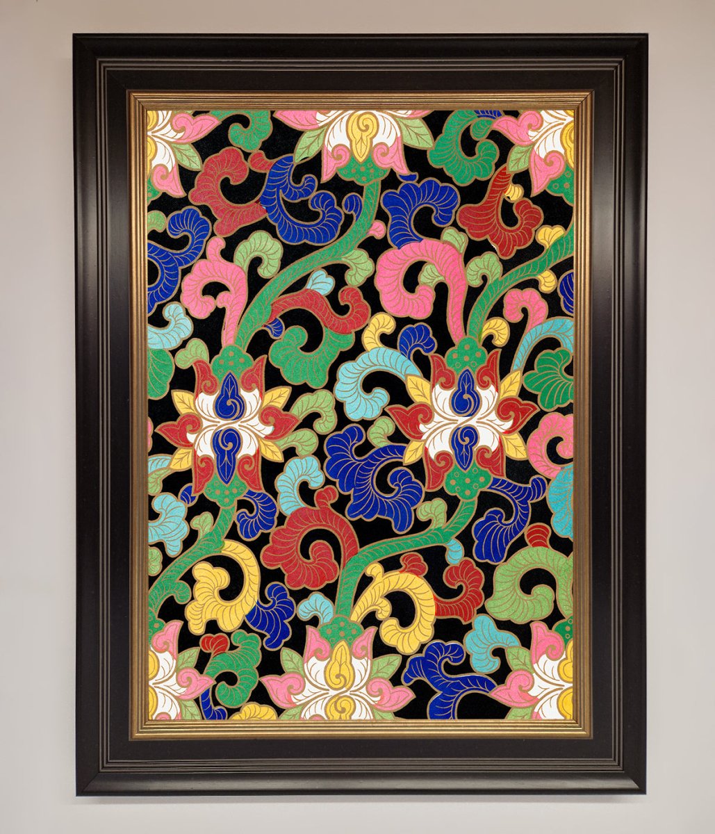 Vintage Flower Swirls Framed Wall Art