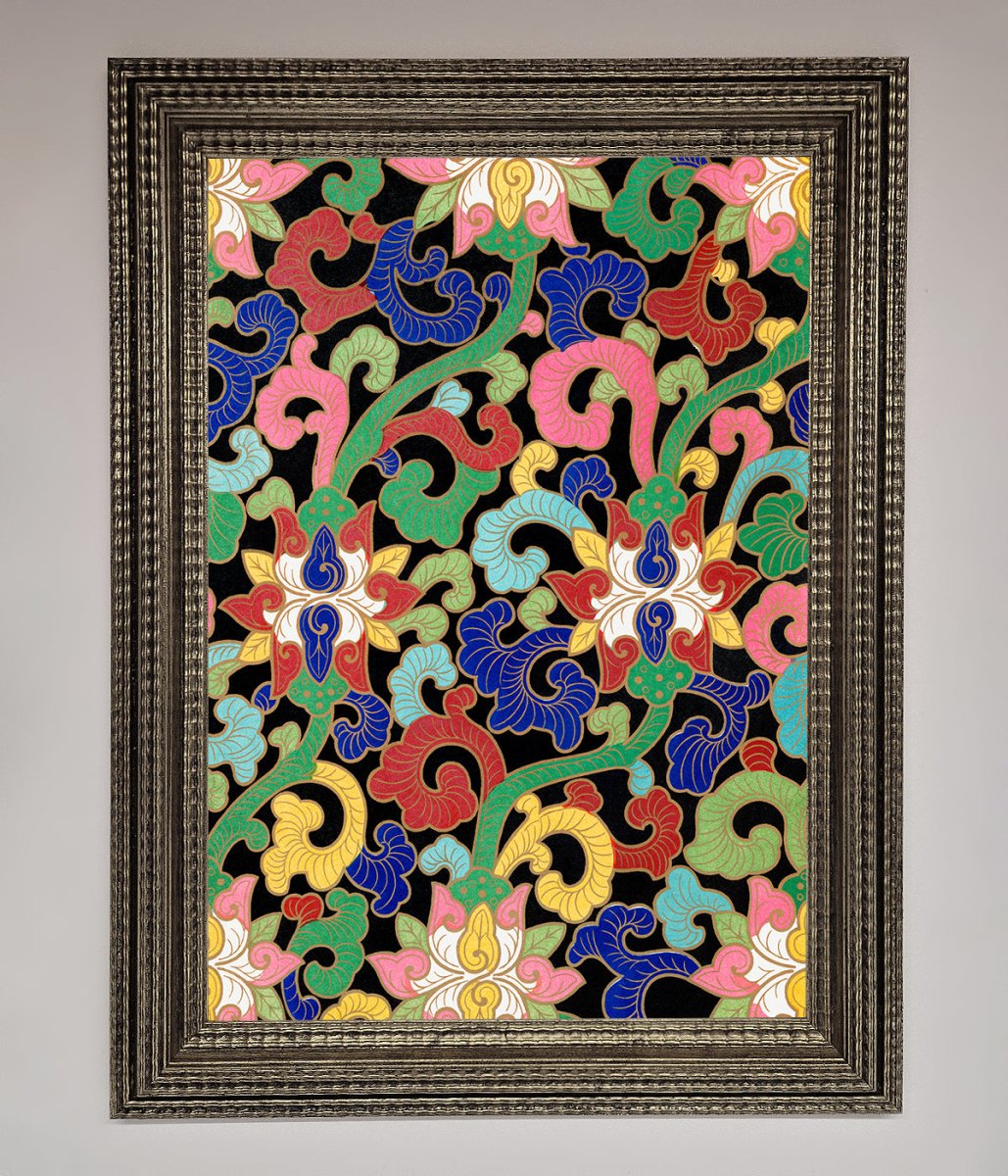 Vintage Flower Swirls Framed Wall Art