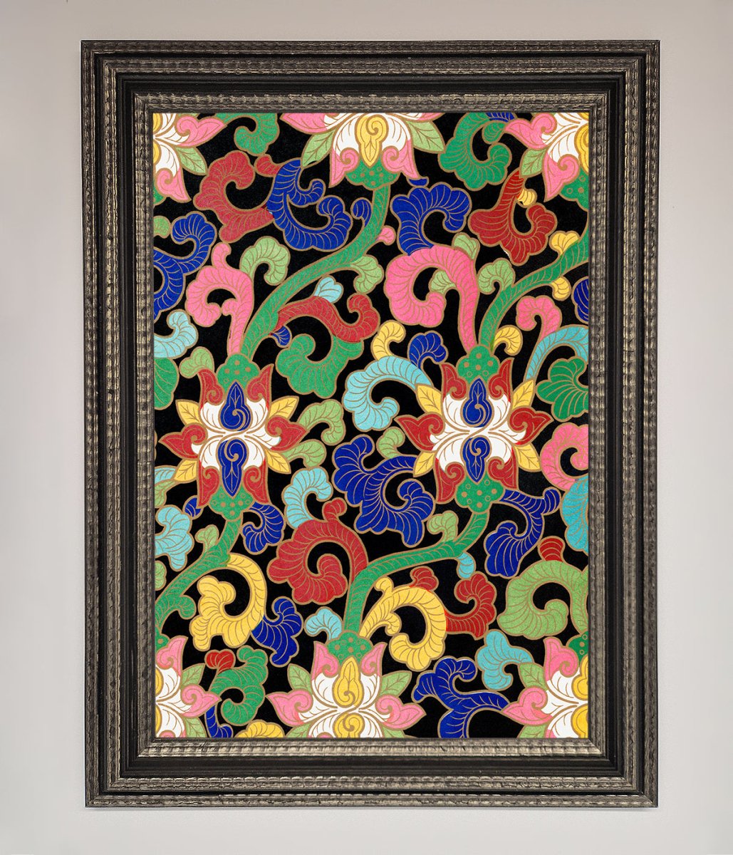 Vintage Flower Swirls Framed Wall Art