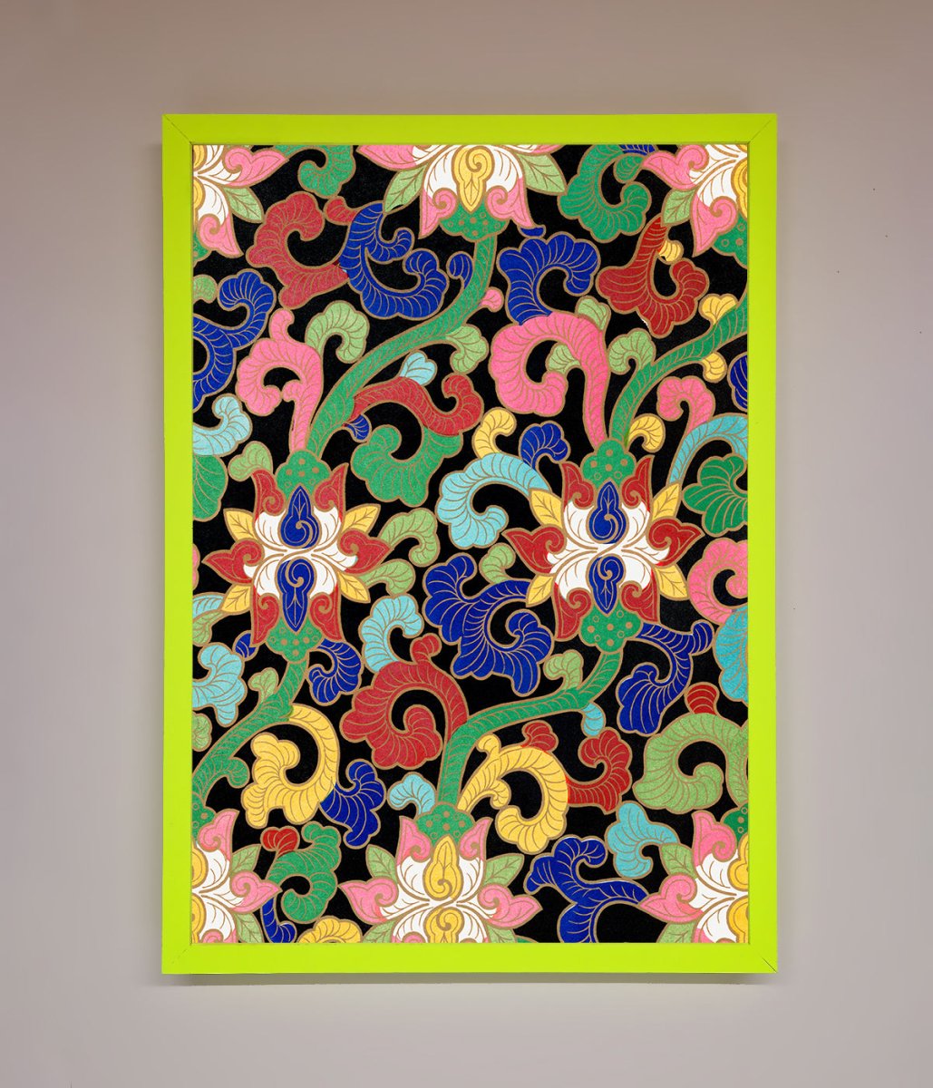 Vintage Flower Swirls Framed Wall Art