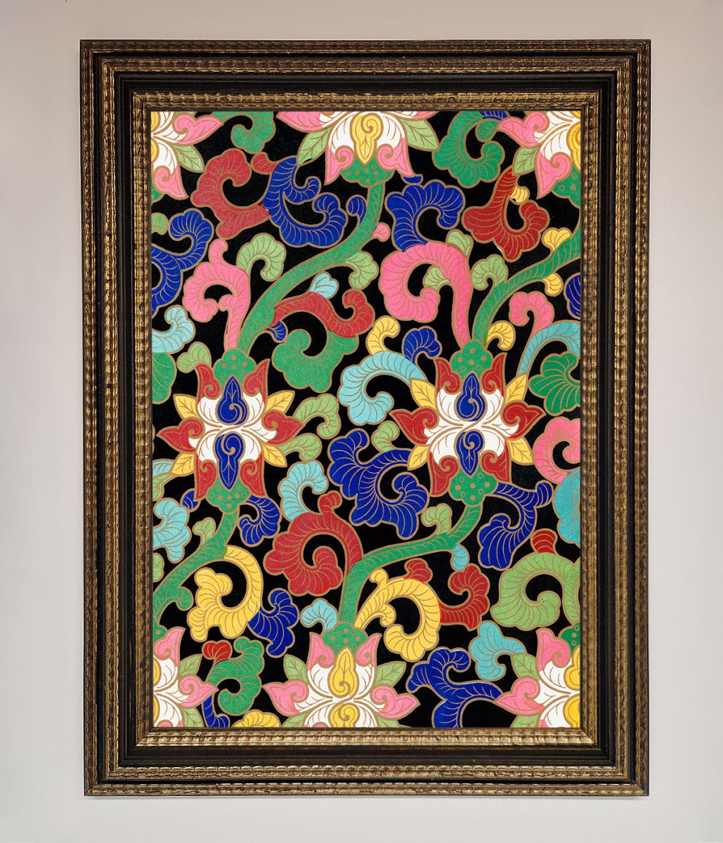 Vintage Flower Swirls Framed Wall Art