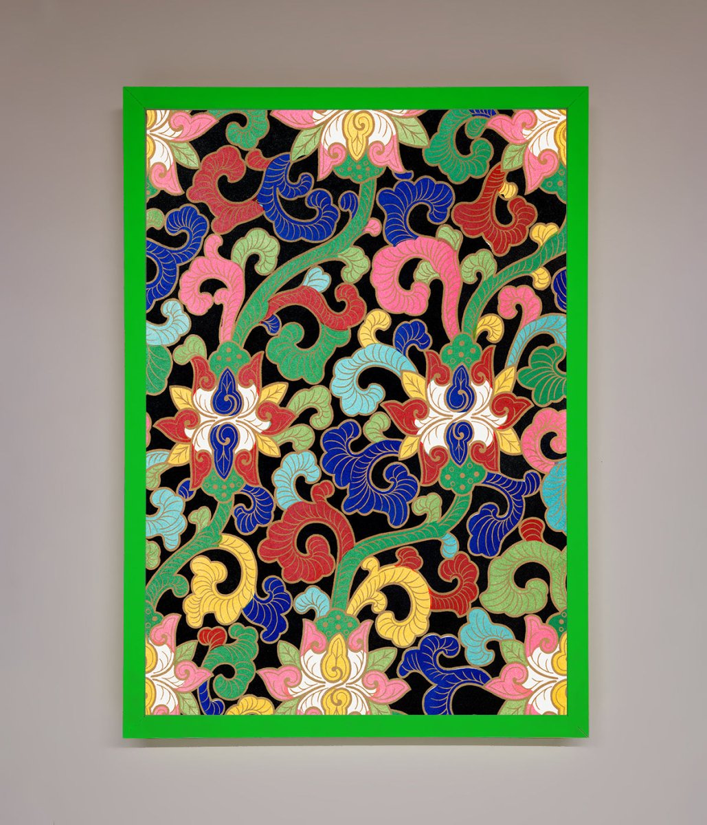 Vintage Flower Swirls Framed Wall Art